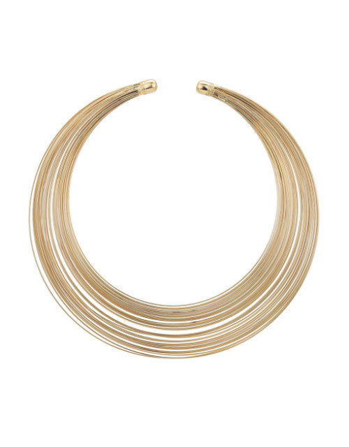 Chunky Braided Thick Stripe Choker Necklace ( Golden )