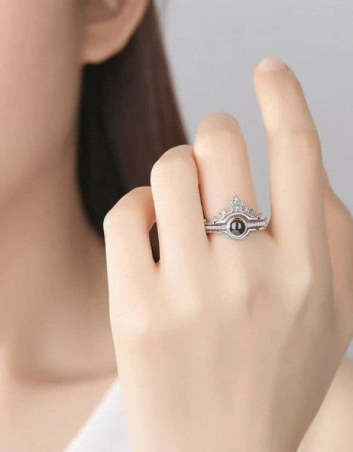 Glossy Finish Alloy Cubic Zirconia Sterling Silver Plated Ring