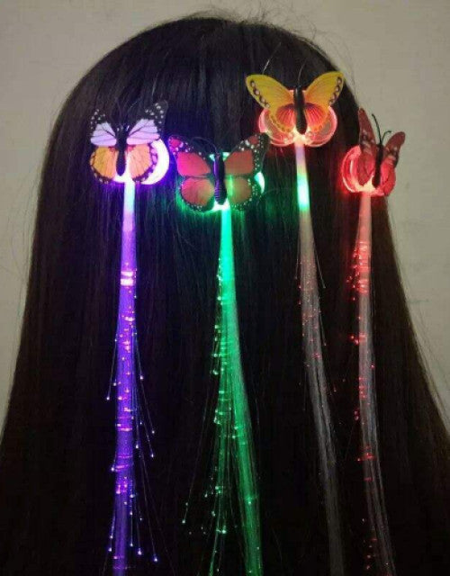 LED Light Fairy Hair Clips For Girls Kids Flashing Butterfly Hair Clip Braid Optical Fiber Hairpin Party Flash Barrettes