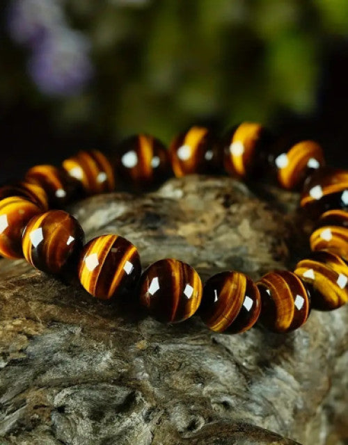 Natural Collection Yellow Tiger Stone Crystal Stone Wood Stone Crystal Bracelet