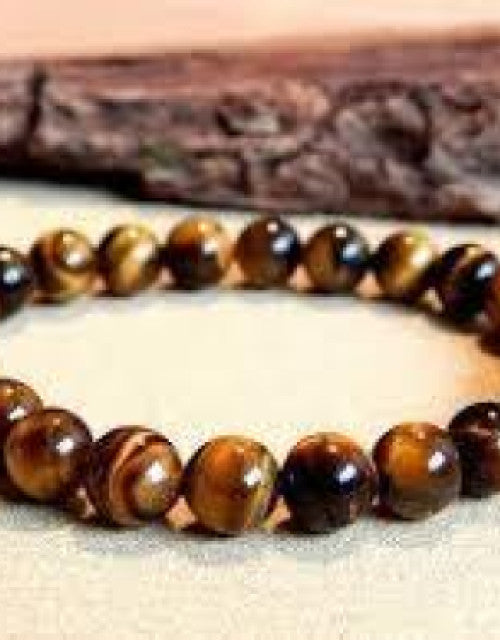 Natural Collection Yellow Tiger Stone Crystal Stone Wood Stone Crystal Bracelet