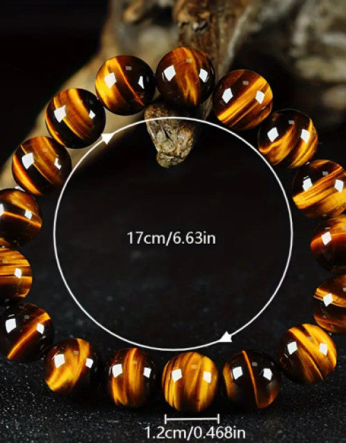 Natural Collection Yellow Tiger Stone Crystal Stone Wood Stone Crystal Bracelet