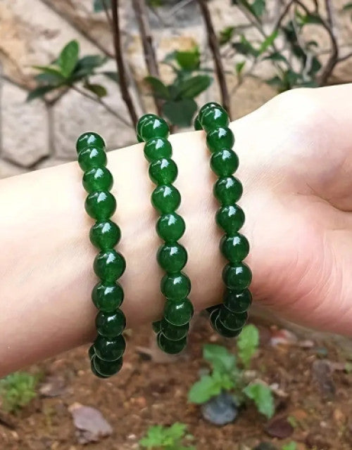 Real Natural Green Jade Gemstone Beaded Bracelet