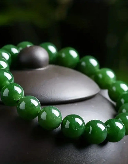 Real Natural Green Jade Gemstone Beaded Bracelet