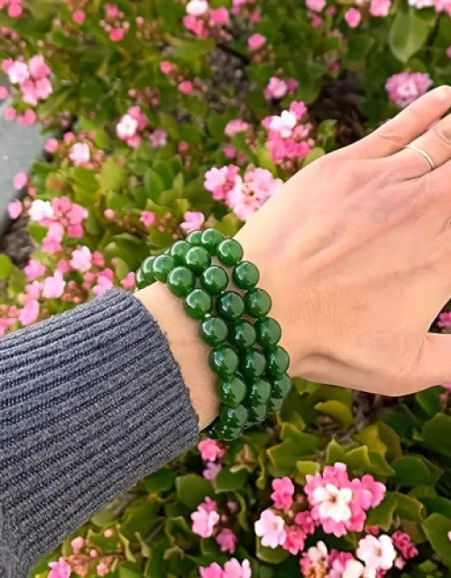 Real Natural Green Jade Gemstone Beaded Bracelet