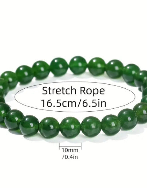 Real Natural Green Jade Gemstone Beaded Bracelet