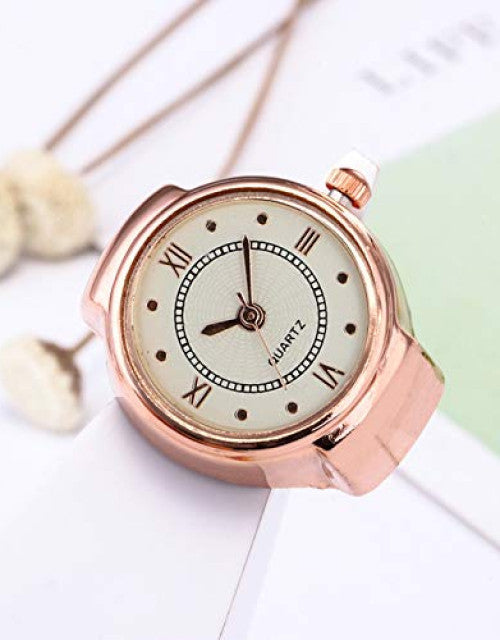 Ring Watch For Women Stainless Steel Gold Plated Stylish Strachable Gold Ring