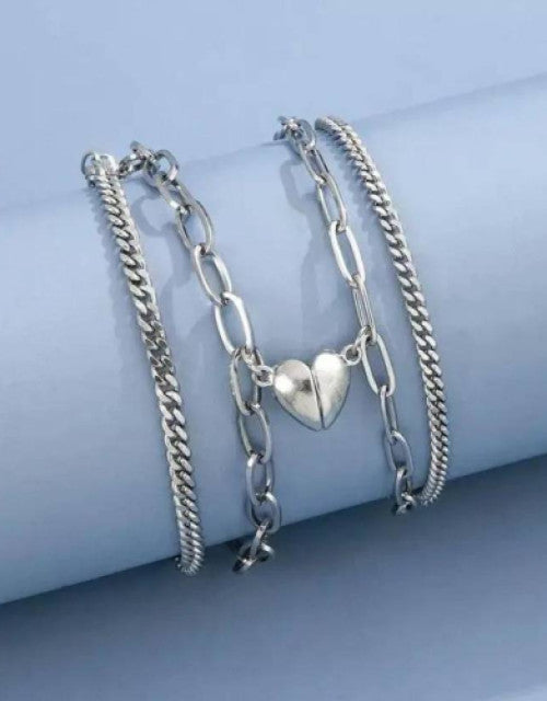 Stainless Steel Silver Bracelet Set